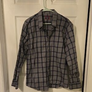UNTUCKit Charcoal and Navy Plaid Shirt XL 100% Cotton
